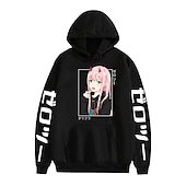 tanie Grafika postaci z kreskówek i filmów-Darling in the Franxx Zero Two 02 Bluza z Kapturem Anime Kreskówka Anime Harajuku Graficzny Kawaii Na Dla par Męskie Damskie Dla dorosłych Powrót do szkoły Tłoczenie na gorąco