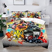 cheap Duvet Cover Sets-3D Street Art Graffiti Series Print Duvet Cover Bedding Sets Comforter Cover with 1 Print Duvet Cover or Coverlet，2 Pillowcases for Double/Queen/King