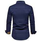voordelige strijkvrije overhemden voor heren-Voor heren Overhemd Shirt met kraag Overhemd met knopen Luipaard Bruiloft Dagelijks Zwart Wit Marineblauw Lange mouw Alle seizoenen Kleding
