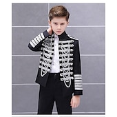 cheap Tops-Retro Vintage Rococo Medieval Coat Suit Trousers Circus Jacket Prince Aristocrat Boys Birthday Party / Evening Prom Kid&#039;s Coat Pants