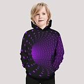 ieftine Viziune 3D și geometrie a băiatului-Băieți 3D Geometric Hanorac cu Glugă Manșon Lung Tipărire 3D Primăvară Iarnă Activ De Bază Copii Copil Zilnic