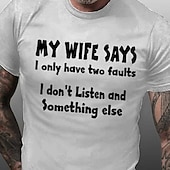 cheap Men&#039;s Graphic T Shirt-Men&#039;s Graphic Letter 5 Things You Should Know About My Wife T Shirt Casual Style Cotton Short Sleeve Graphic Shirt Wine Black White Comfortable Tee Vacation Casual Fashion Designer Clothing