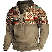 abordables Sudaderas 3D para hombre-Hombre Estampados Sudadera Pull-over Manga Larga Camisa de entrenamiento Escote en Pico Vintage Design Básico Impresión 3D Casual Ropa de calle Estampado Primavera Otoño Invierno