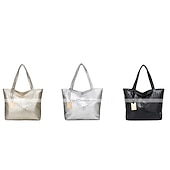 abordables Cabas et fourre-tout-Femme Fourre-tout faux cuir du quotidien Fermeture Couleur unie Argent Noir Dorée