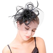 levne Fascinátory-Retro styl Elegantní Organza / Polyester / polyamid Fascinátory / Klobouky / Doplňky do vlasů s Peří / Imitace perel / Aplikace Jeden díl Večírek / Dovolená Přílba
