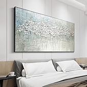abordables Pinturas florales/botánicas-Pintura al óleo hecha a mano lienzo arte de la pared decoración espátula pintura clásica flor de ciruelo blanco para decoración del hogar enrollado sin marco pintura sin estirar