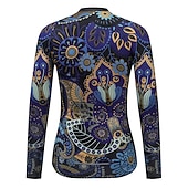 abordables Maillots de mujer-Mujer Maillot de Ciclismo Flores Botánica Manga Larga Bicicleta Maillot Camiseta con 3 bolsillos traseros MTB Bicicleta Montaña Ciclismo Carretera Secado rápido Bandas Reflectantes Bolsillo trasero