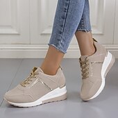 economico Sneakers da donna-scarpe da ginnastica da donna con zeppa taglie forti scarpe con aumento di altezza outdoor giornaliere color block estate punta tonda sportiva classica scarpe da tennis casual da passeggio stringate grigio rosa scarpe da ginnastica bianche