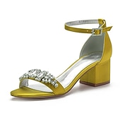 abordables Semi-formel-sandales de mariage à talon carré ornées de strass blancs et bleus pour femmes avec bride à la cheville - chaussures de mariée et de soirée élégantes et confortables à talon bas
