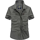 cheap Men&#039;s Active Tees &amp; Tanks-Men&#039;s Hiking Shirt / Button Down Shirts Tactical Military Shirt Short Sleeve Shirt Top Outdoor Breathable Quick Dry Lightweight Summer Polyester ArmyGreen Blue khaki Camping / Hiking / Caving