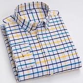 voordelige oxford-overhemden voor heren-Voor heren Overhemd Button-down overhemd Shirt met kraag Oxford overhemd Schotse ruit Bruiloft Casual A B F G Lange mouw Alle seizoenen Kleding