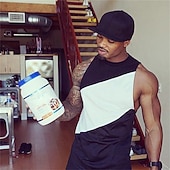 halpa Hihattomat treenipaidat-Miesten Hihaton Liivin toppi Aluspaita Hihaton paita Hihaton Tiukka pyöreä kaula-aukko Kesä Yhtenäinen väri Väripalikka Urheilu Muoti Kevyt Tilkkutäkki Loma Kausaliteetti Päivittäin Mustavalkoinen