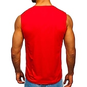 voordelige Sportschool tanktops-Voor heren T-shirt Singlet Vest Top Onderhemd Mouwloos Strakke ronde hals Zomer Grafisch Kleurenblok Sport Modieus Lichtgewicht Afdrukken Vakantie Casual Feestdagen Zwart Wit Rood Top T-shirt voor