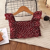 abordables Ensembles pour filles-Ensemble robe Ensemble 2 Pièces Bébé Fille Pois Manche Courte Actif Ecole Coton 7-13 ans Eté Jaune