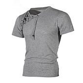 billiga Casual T-shirts för män-Herr T-shirt Kortärmad V-hals Sommar Slät Sport Mode Lättvikt Spetsknuten Semester Ledigt Helgdag Svart Vit Ljusgrå Topp t-shirt för män