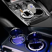 abordables Rangements pour voiture-voiture cendrier portable détachable inoxydable auto véhicule cigarette cendrier cendres avec bleu led indicateur de lumière sans fumée pour voiture porte-gobelet bureau à domicile intérieur de la