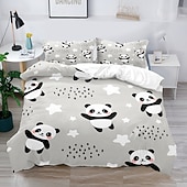 cheap Duvet Cover Sets-3D Bedding  Panda Rabbit print Print Duvet Cover Bedding Sets Comforter Cover with 1 print Print Duvet Cover or Coverlet，2 Pillowcases for Double/Queen/King