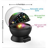 baratos Luzes de Natal-Projetor de céu estrela lâmpada de luz noturna 360 graus lâmpada de mesa giratória 4 luzes led 8 cores mudam com cabo usb para crianças quarto de bebê e decoração de festa