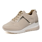 economico Sneakers da donna-scarpe da ginnastica da donna con zeppa taglie forti scarpe con aumento di altezza outdoor giornaliere color block estate punta tonda sportiva classica scarpe da tennis casual da passeggio stringate grigio rosa scarpe da ginnastica bianche