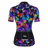 baratos Camisolas femininas-Mulheres Camisa para Ciclismo Borboleta Manga Curta Moto Camisa / Roupas Para Esporte Blusas com 3 bolsos traseiros Ciclismo de Montanha Ciclismo de Estrada Secagem Rápida Tiras Refletoras Bolso