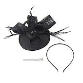 levne Fascinátory-fascinators kentucky derby klobouk pokrývka hlavy polyester / polyamid kbelík klobouk krabička na tablety klobouk dovolená melbourne cup koktejl královský astcot s aplikacemi z peří pokrývka hlavy