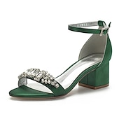 abordables Semi-formel-sandales de mariage à talon carré ornées de strass blancs et bleus pour femmes avec bride à la cheville - chaussures de mariée et de soirée élégantes et confortables à talon bas