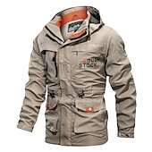 cheap Men&#039;s Jackets &amp; Coats-Men&#039;s Winter Coat Winter Jacket Jacket Hoodied Jacket Sports Outdoor Hiking Windproof Warm Print Zipper Fall Winter Solid Colored Sporty Turndown Regular Army Green Red Blue Khaki Jacket