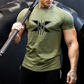 abordables Camiseta gráfica para hombres-Hombre Graphic Letra Arañazos Camiseta Tee Algodón Manga Corta Gráfico Camisa Negro Blanco Verde Ejército Camiseta cómoda Aptitud física Gimnasia Ropa de diseñador de moda