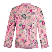 preiswerte Boho Tops-Damen Hemd Bluse Gelb Rosa Pudriges Rosa Graphic Blumen Taste Bedruckt Langarm Täglich Festtage Vintage Boho Strassenmode Rundhalsausschnitt Standard Boho S