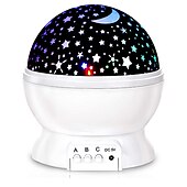 baratos Luzes de Natal-Projetor de céu estrela lâmpada de luz noturna 360 graus lâmpada de mesa giratória 4 luzes led 8 cores mudam com cabo usb para crianças quarto de bebê e decoração de festa