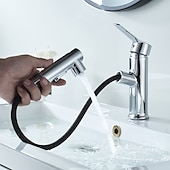 economico Classici-Rubinetto Lavabo Bagno Estraibile / Doccetta Estraibile Finiture Elettrodeposte / Verniciate Rubinetteria Monocomando Monoforo Lavabo Bagno
