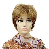 cheap Older Wigs-Karen Wig Short Layer Long Hair Fully Synthetic Wig 12TT26 Brown Highlights