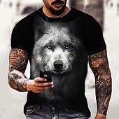 baratos Camisetas com estampa animal-Homens Gráfico Lobo Camiseta Manga Curta Camiseta Impressão 3D Gola Redonda Camisa Designer Clássico Casual Diário Esportes Final de semana Preto Cinzento Verão Roupa S M L XL XXL 3XL 4XL