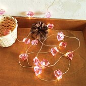 olcso USB-tápellátás-tündérfüzér lámpák 2m/6.56ft kristály alakú 20 leds rézhuzalos lámpák elemes vagy usb-s karácsonyi esküvői parti házikert ünnepi dekoráció