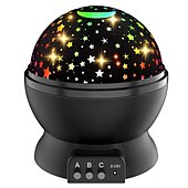 baratos Luzes de Natal-Projetor de céu estrela lâmpada de luz noturna 360 graus lâmpada de mesa giratória 4 luzes led 8 cores mudam com cabo usb para crianças quarto de bebê e decoração de festa