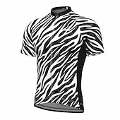 tanie Męskie koszulki-Męskie Koszulka rowerowa Zebra Krótki rękaw Rower Dżersej Top z 3 tylnymi kieszeniami Kolarstwo górskie Kolarstwie szosowym Szybkie wysychanie Odblaskowe paski Kieszeń na plecach Odprowadza wilgoć
