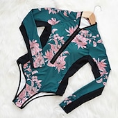 preiswerte Hautausschlagswächter-Damen Anti UV Badeanzug UV-Schutz UPF50+ Atmungsaktiv Langarm Spandex Bodysuit Badeanzug Reißverschluß vorne Schwimmen Surfen Strand Wassersport Sommer Frühling