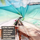 Недорогие Тапестри́ на океа́нском пляже-Window Landscape Wall Tapestry Art Decor Blanket Curtain Hanging Home Bedroom Living Room Decoration Coconut Tree Sea Ocean Beach
