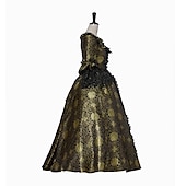 billige Kjoler-Rokoko Victoriansk Renessanse Gulvlengde Kjoler Party-kostyme Maskerade Store størrelser Normal Puffermer Kjegle Erme Prinsesse Blonder Slitasje Årgang Ballkjole Firkantet hals Kostyme Dame Royal Jul