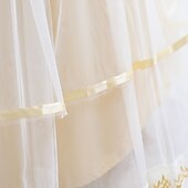 preiswerte Partykleider-Kleid für Kleinkinder, Mädchen, Blume, ärmellos, Performance, Party, Netz, niedlich, Polyester, knielang, Tüllkleid, Sommer, Frühling, 0–3 Jahre, Gold