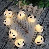 preiswerte USB-Lichterketten-LED-Panda-Lichterkette 1,5 m/4,92 Fuß, 10 LEDs, Batterie oder USB-Stromversorgung, Weihnachtszimmer, Schlafzimmer, Feiertagsdekoration, Cartoon-Panda-Laterne
