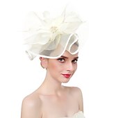 cheap Fascinators-Fascinators Hats Headwear Organza Polyester / Polyamide Bucket Hat Party / Evening Holiday Vintage Style With Feather Headpiece Headwear