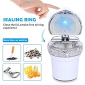 levne Organizéry do auta-popelník do auta přenosný bling cigaretový bezdýmný držák na láhev s modrým LED indikátorem autodoplňky pro ženy ideální pro auto domů a do kanceláře 1ks