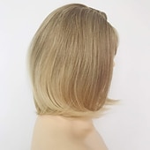 preiswerte ältere Perücke-Synthetische Perücken Locken Mit Pony Maschinell gefertigt Perücke Kurz A1 Synthetische Haare Damen Cosplay Weich Modisch Blond / Freizeitskleidung / Party / Abend / Täglich