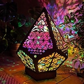 levne Dekorativní světla-bohémská geometrická dutá stojací lampa, usb nabíjecí retro led lampa s barevnou 3D projekcí pro domácí výzdobu, svatby a večírky