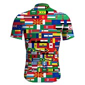 olcso Férfi mezek-Férfi Biciklis ruházat Zászló Rövid ujjú Kerékpár Dzsörzé Felsők 3 hátsó zsebbel Hegyi biciklizés Országúti biciklizés Gyors szárítás Fényvisszaverő csíkok Hátizsák Nedvességelvezető Sport Piros Zöld