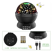 baratos Luzes de Natal-Projetor de céu estrela lâmpada de luz noturna 360 graus lâmpada de mesa giratória 4 luzes led 8 cores mudam com cabo usb para crianças quarto de bebê e decoração de festa