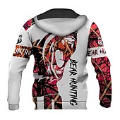 cheap Men&#039;s 3D Hoodies-Men&#039;s Graphic Animal Hoodie Hoodies Sweatshirt Hoodie Long Sleeve Hooded Sweatshirt Hooded Streetwear 3D Print Sports &amp; Outdoor Daily Black And White Light Khaki. Print Spring &amp;  Fall Designer
