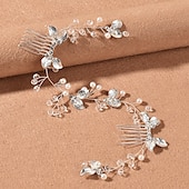 billige Bryllupshodeplagg-Hårkammer Hodepryd Hodepryd Legering Bryllup Spesiell Anledning Bryllupsbrud Med Imitasjon Perle Krystaller  Rhinestones Hodepryd Hodeplagg kle deg å imponere