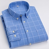 voordelige oxford-overhemden voor heren-Voor heren Overhemd Button-down overhemd Shirt met kraag Oxford overhemd Schotse ruit Bruiloft Casual A B F G Lange mouw Alle seizoenen Kleding